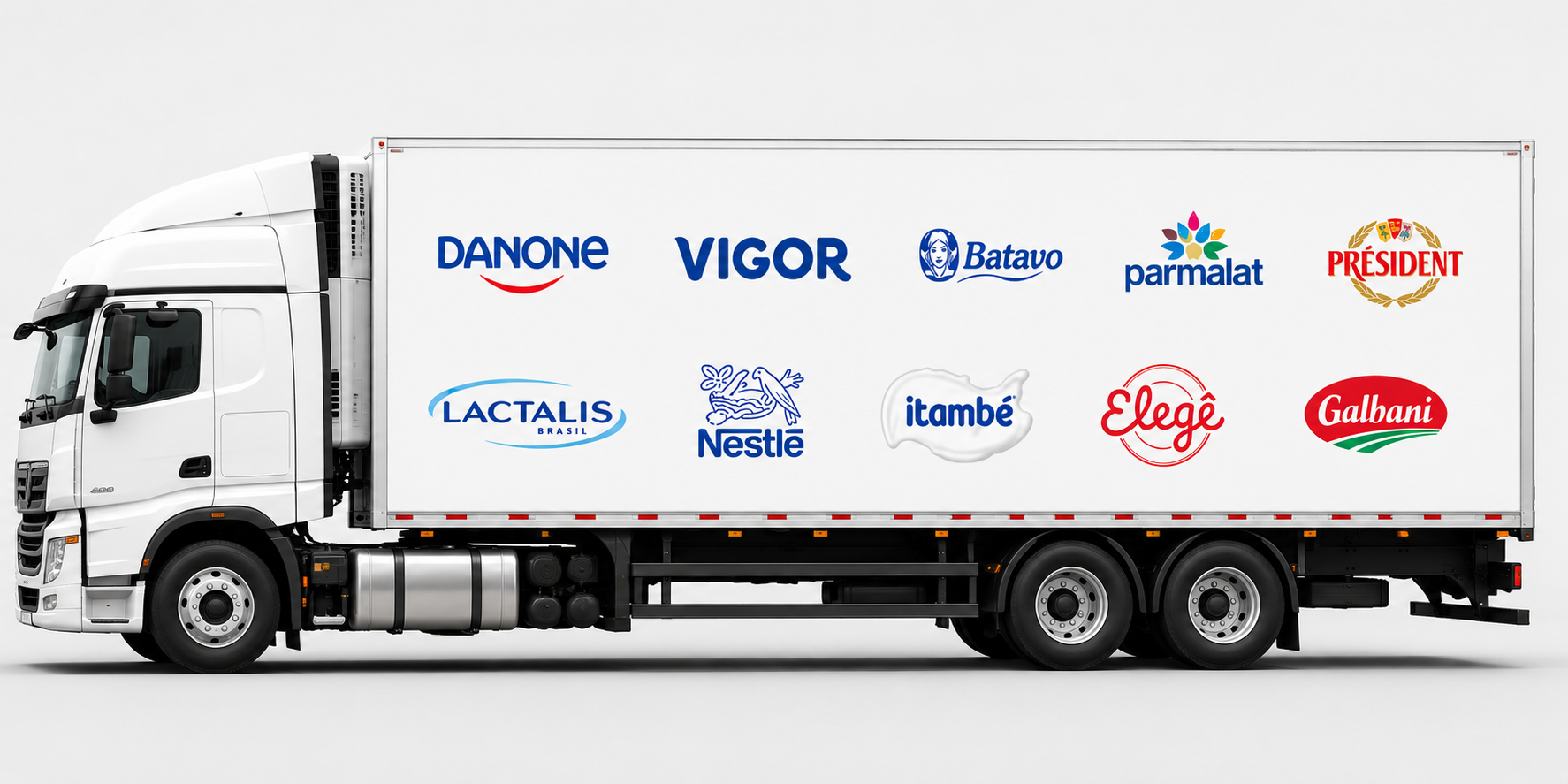 Marcas atendidas pelo Grupo ADL: Danone, Vigor, Batavo, Parmalat, Président, Lactalis, Nestlé, Itambé, Elegê e Galbani